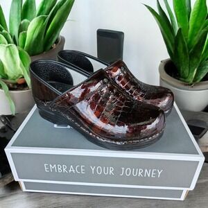 Dansko Brown Patent Leather Clogs